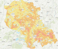 Klimawirkungsanalyse im GIS-Portal des Kreises Coesfeld zum Thema Hitze.